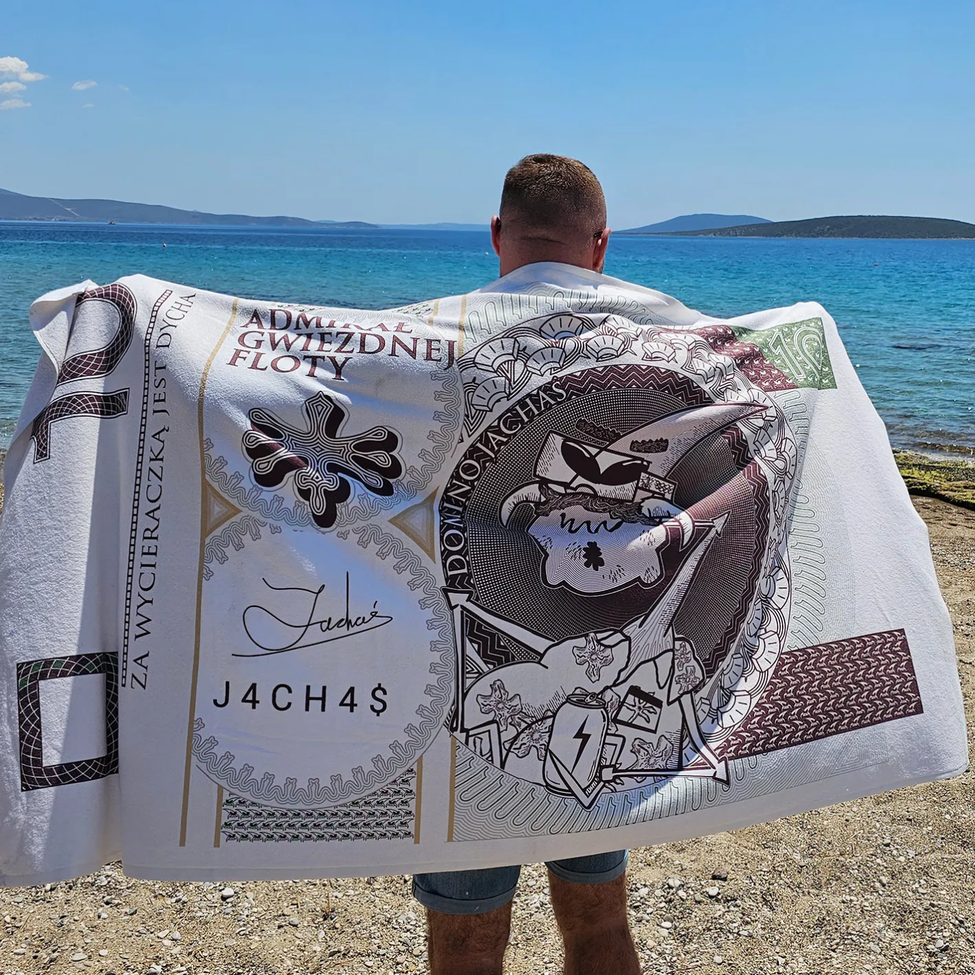 Kapitan Bomba Bardzo duży koc plażowy | Jachaś | za wycieraczką jest dycha 100x180cm > Gadżety|Sportowe